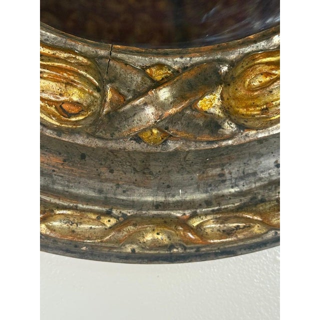 Early 20th Century 19th Century Italian Oval Mirror in Burnished Silver Leaf and Gold For Sale - Image 5 of 8