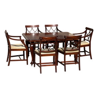Dining Room Set in Mahogany, 1980, Set of 7 For Sale