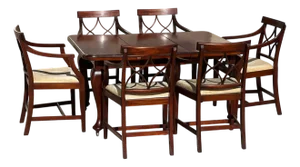 Dining Room Set in Mahogany, 1980, Set of 7