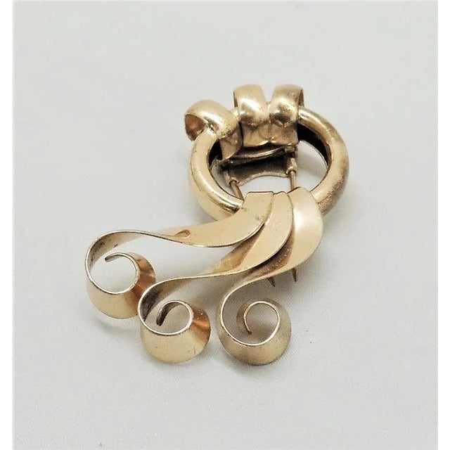 Metal Vintage 1940s Signed Napier Sterling Modernist Fur Clip For Sale - Image 7 of 8