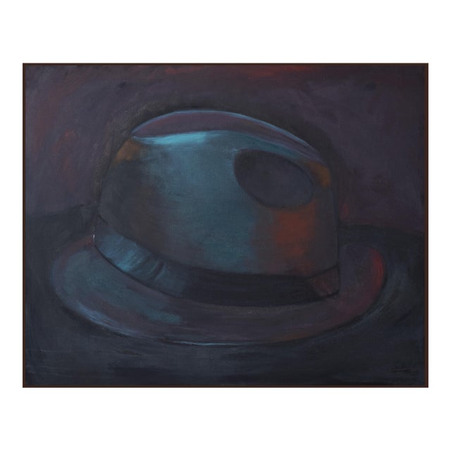 Vintage Large Scale Pop Art Modernist Surreal Painting of a Hat Circa 1980s For Sale