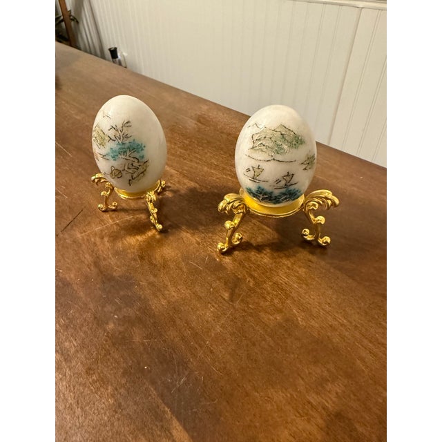 Japanese Hand Painted Collectors Eggs For Sale - Image 6 of 10