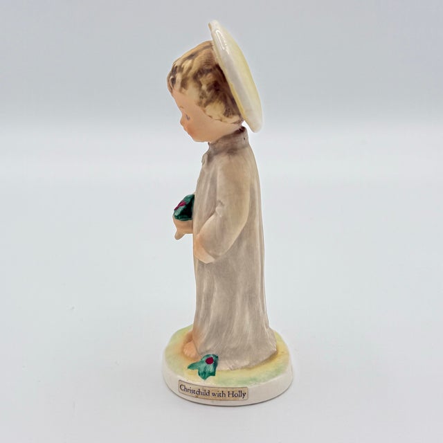 Traditional Vintage German Porcelain “Christchild With Holly” Figurine – Devotional Christmas Accent For Sale - Image 3 of 9
