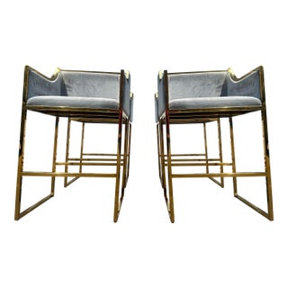 Set of 4 Erin Counter Chairs in Gray Velvet & Polished Gold – Statements by J For Sale