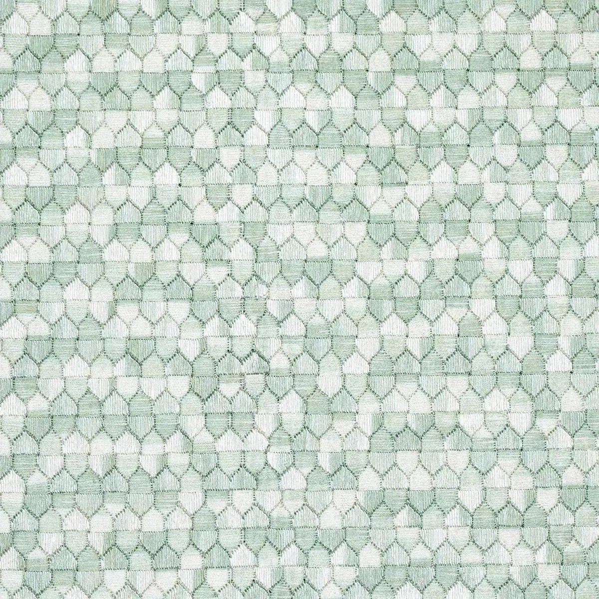 Schumacher Ivins Embroidery Fabric, Mineral | Chairish