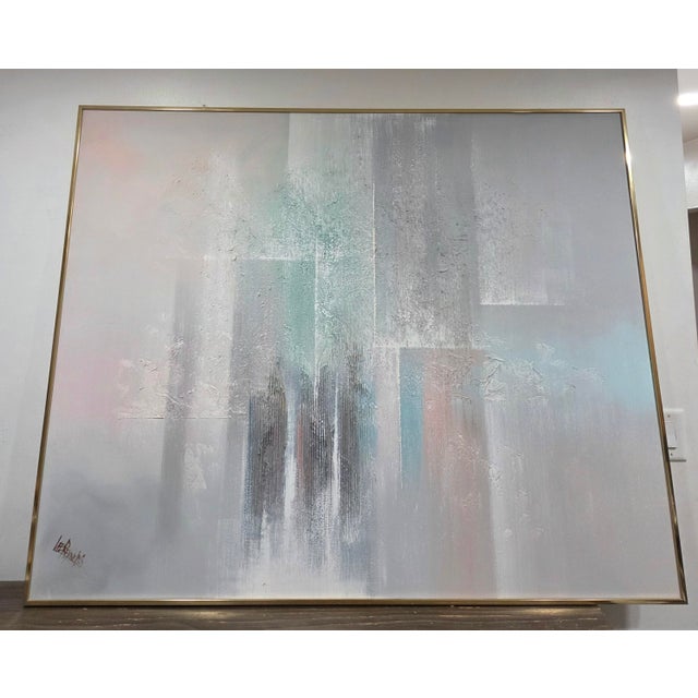Lee Reynolds Signed Large Abstract Contemporary Painting, Framed, Lilac, Gray For Sale - Image 10 of 17