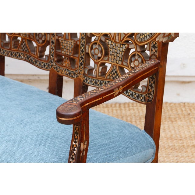 Rare Damascus Mother of Pearl Inlay Bench For Sale - Image 11 of 15