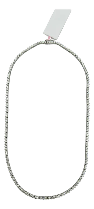 White Round Diamond Tennis Necklace in 14k White Gold