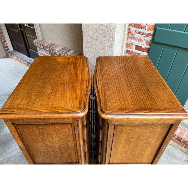 Pair Vintage French Chests 7 Drawer Semainier Louis XV Style Carved Oak For Sale - Image 10 of 18