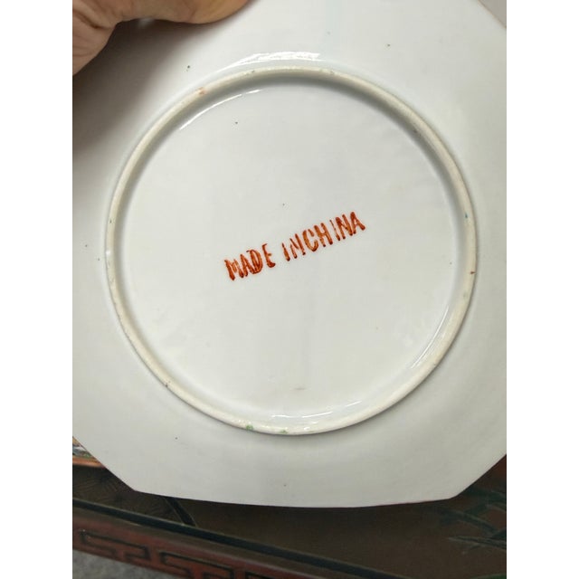 Rose Antique Canton Rose Thousand Butterflies Porcelain Plates, Set of Ten For Sale - Image 8 of 12