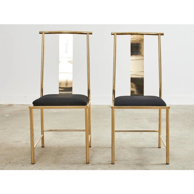 Set of Six Gilded Steel Chinese Officials Hat Dining Chairs For Sale - Image 4 of 13