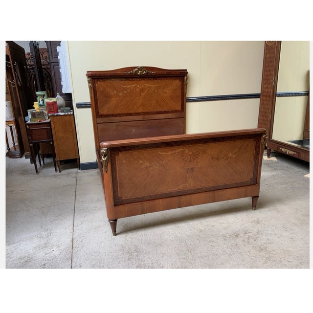 Brown Antique Sensational Art Nouveau Ornate Bed with Inlays, 1900 For Sale - Image 8 of 8