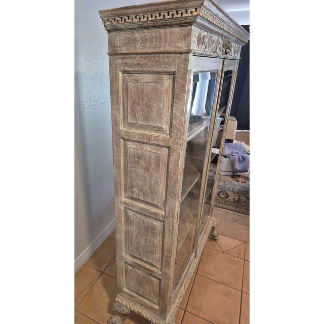 19th-Century European Whitewashed Oak Display Cabinet For Sale - Image 4 of 8