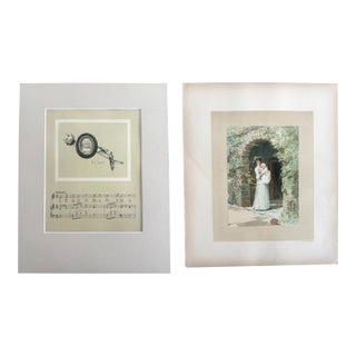 Antique 1888 Matted June Lullaby Print w/William Ladd Taylor Chromo on back EUC For Sale