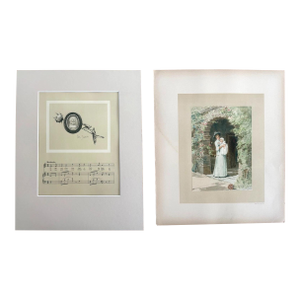 Antique 1888 Matted June Lullaby Print w/William Ladd Taylor Chromo on back EUC