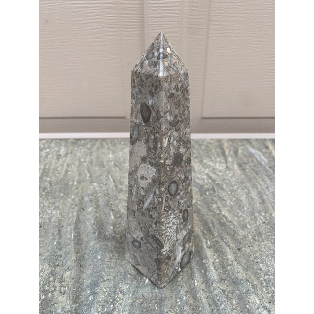 Grand Tour Brown and Grey Marble Obelisk With Dramatic Veining For Sale - Image 3 of 9