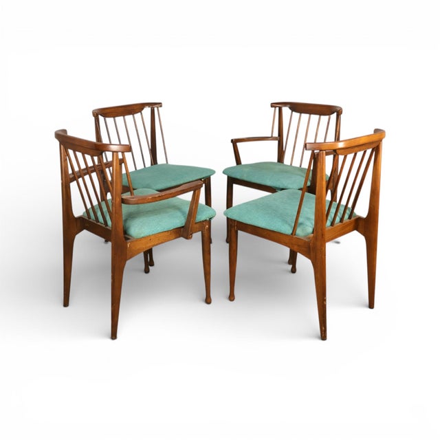 Wood Attributed United Furniture Vintage Mid Century Modern Set of 4 Dining Chairs C. 1960s For Sale - Image 7 of 8