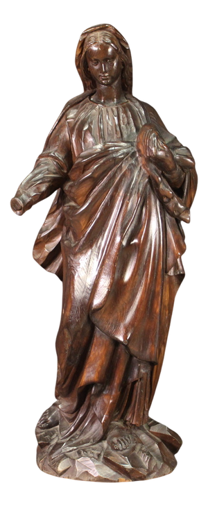 French Artist, Religious Sculpture of Madonna, 1850, Pearwood