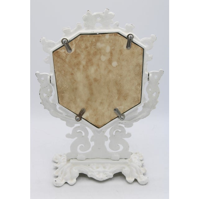 White Antique White Cast Iron Dresser Mirror For Sale - Image 8 of 9
