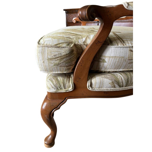 Ivory Thomasville Furniture Mid 20th Century Indies Style Bergère Armchair For Sale - Image 8 of 12