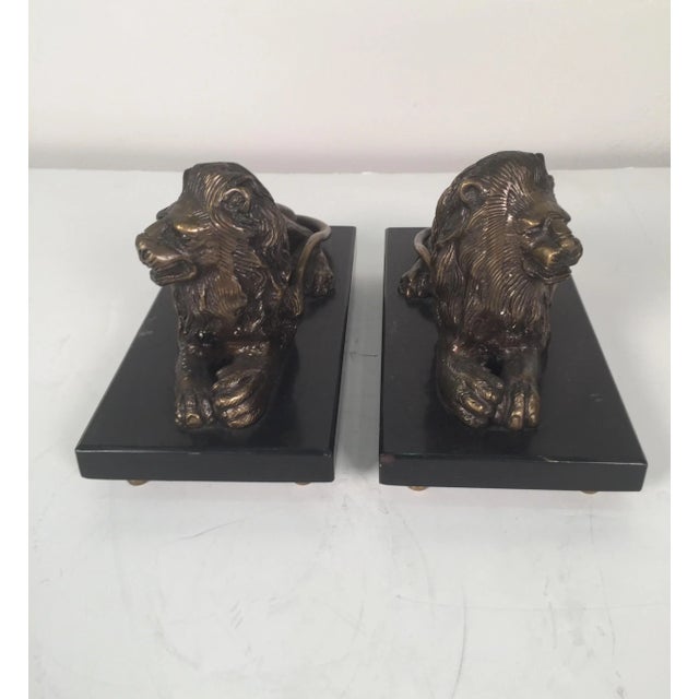 Traditional Bronze and Slate Lions - A Pair For Sale - Image 3 of 10