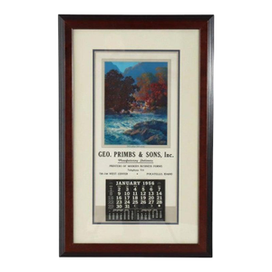 Vintage Maxfield Parrish Advertising Calendar “Misty Morning”, Framed, C1956