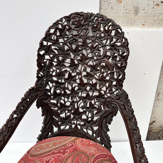 Victorian Anglo-Indian Armchair in Wood, Burma / Republic of the Union of Myanmar, 1880 For Sale - Image 10 of 18