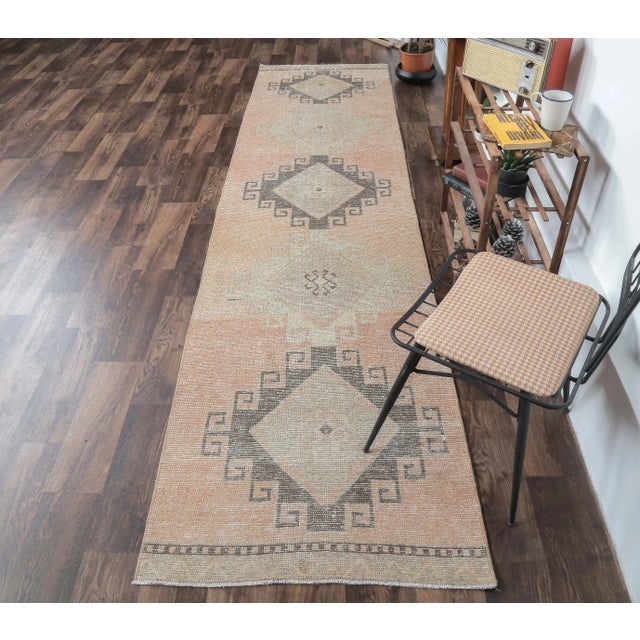 Vintage Turkish Hand-Knotted Runner Rug is a semi-Vintage rug. '70s Eastern region of Turkey's unique rug is perfectly...