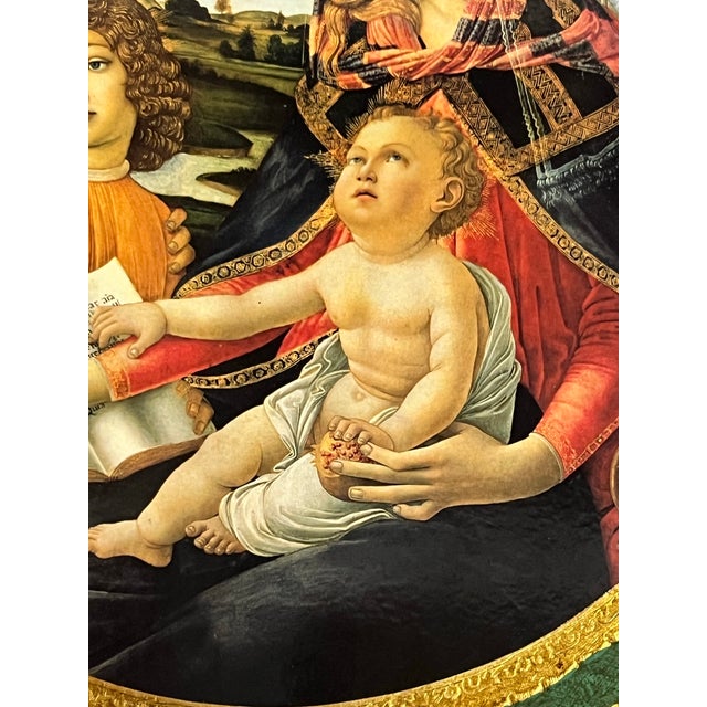 Wood Vintage Made in Italy Florentine Bottivelli Madonna of the Magnificent Child Wall Plaque For Sale - Image 7 of 10