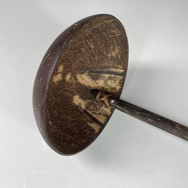 1950s Vintage Folk Art Handmade Coconut Palm Wood Spoon Ladle For Sale - Image 5 of 11