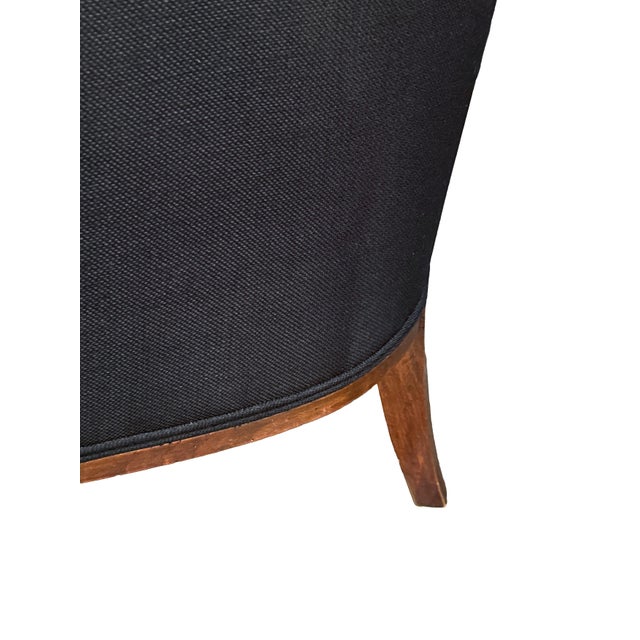 French Sofa or Settee in the Art Deco Style Upholstered in Black Linen For Sale - Image 13 of 14