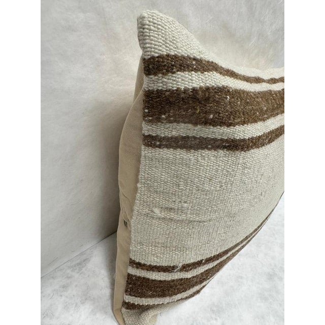 Turkish Hemp Pillow Cushion Natural Beige Brown Pillow Cushion Cover 16" x 24" For Sale - Image 4 of 4