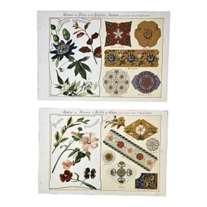 C1900 Rare Pair French Art Nouveau Antique Delicate Floral Designs