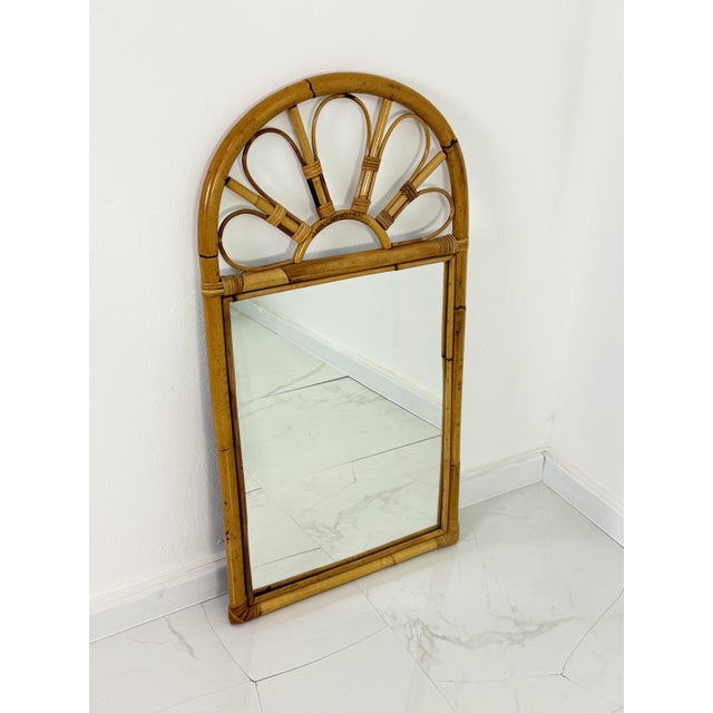 Bamboo Wall Mirror, Italy, 1970s For Sale - Image 4 of 11