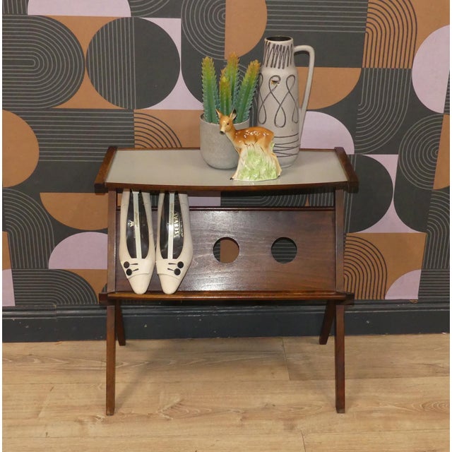 Mid-Century Modern Side Table with Magazine Rack and Formica Top, 1950s For Sale - Image 3 of 11