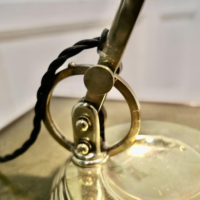 Metal Art Deco Banker's Desk Lamp in Brass, 1920s For Sale - Image 7 of 11