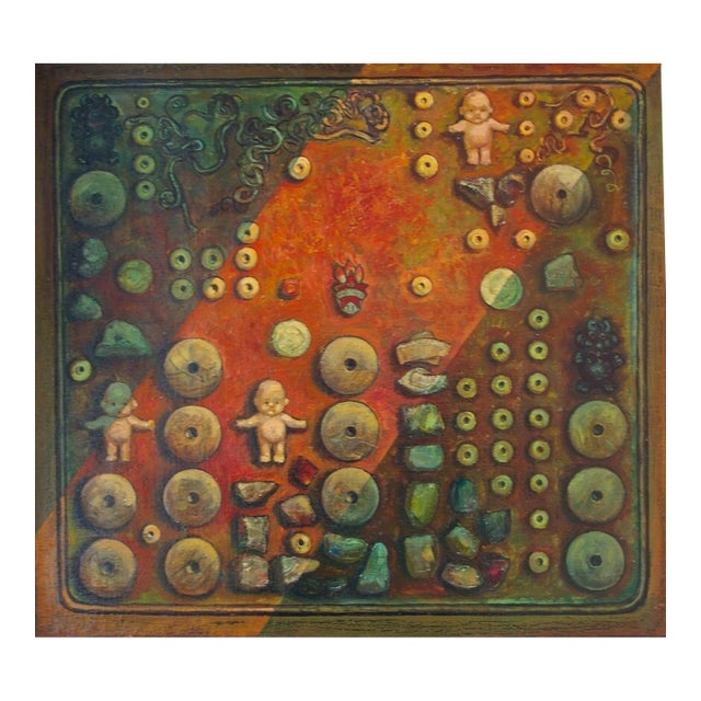 Abstract Painting Avant-Garde Expressionisme Antique Oil Painting Original Soviet Art Ukrainian Artist Schigolev 65-70 For Sale