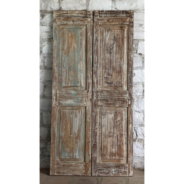 Mid-Century Modern Antique Floral Hand-Carved Double Doors | Reclaimed Wood Hinged or Sliding Doors 80x39 For Sale - Image 3 of 5