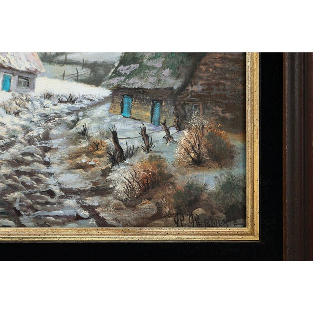 1950s Landscape with Houses, 1950s, Oil on Canvas For Sale - Image 5 of 11