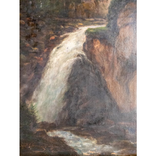 Early 20th Century Continental European Landscape Painting of Gollinger Waterfall Austria For Sale - Image 12 of 16