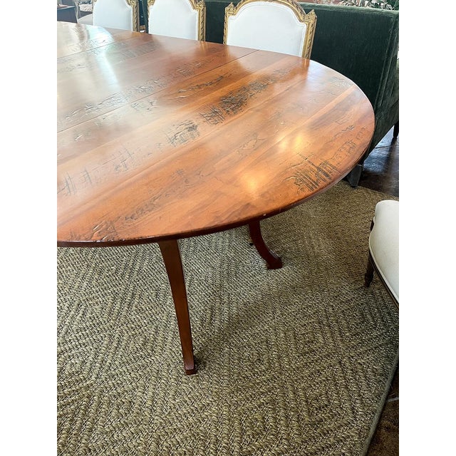Mid-Century Modern Mid 20th Century Neoclassical Oval Cherry Dining Table With Extension For Sale - Image 3 of 10
