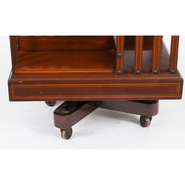 Brown Antique Edwardian Flame Mahogany Revolving Bookcase, Early 20th Century For Sale - Image 8 of 10