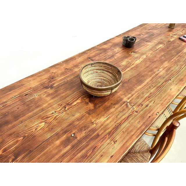Brown Large Pine Farm Table, 1950s For Sale - Image 8 of 18