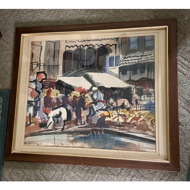 Abstract Contemporary Watercolor Painting Signed Schwind 60s For Sale - Image 13 of 13