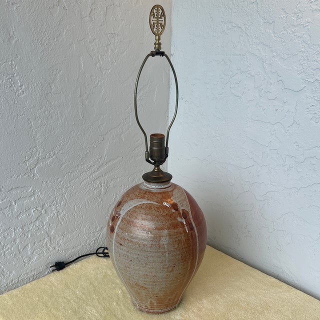 Vintage Handmade Studio Pottery Table Lamp For Sale - Image 4 of 8