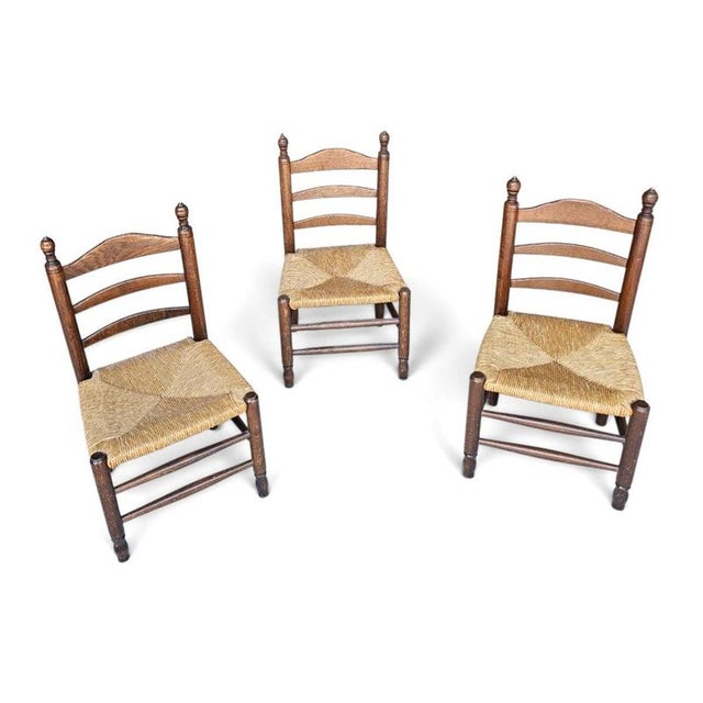 Vintage Provicial Ladderback Children's Chairs with Rush Seat, 1930s, Set of 3 For Sale - Image 3 of 18
