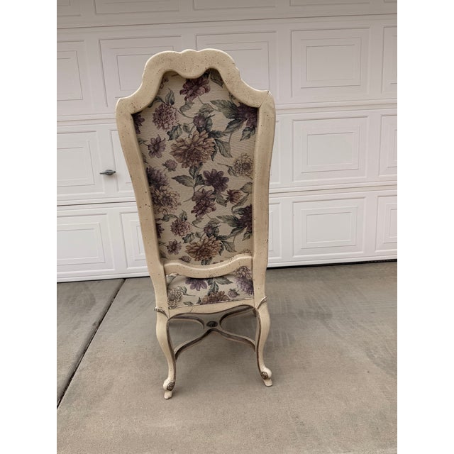 Mid 20th Century French Provincial Style Floral Tapestry Accent Chair With Distressed Finish For Sale In Phoenix - Image 6 of 11