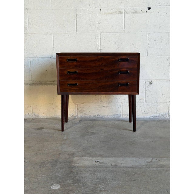 1960s 3-Drawer Accent Chest in Dark Rosewood Danish Mid-Century Modern 1960s For Sale - Image 5 of 10