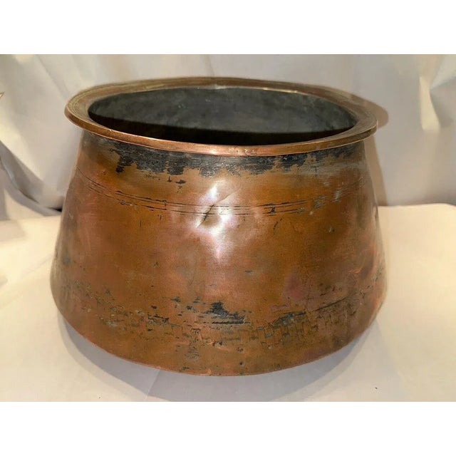 Copper Large Antique Copper Deghra Cooking Pot From India For Sale - Image 8 of 10