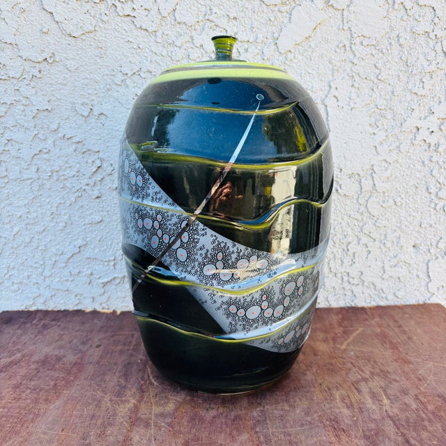 Late 20th Century Large Adrian Sandstrom Ceramic Pottery Jar With Lid For Sale - Image 4 of 16
